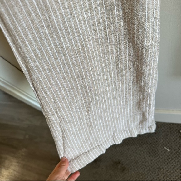 3/$20⚡️ Rewash Tan & White Striped Linen Blend Tie Waist Flowy Pants - Picture 12 of 13